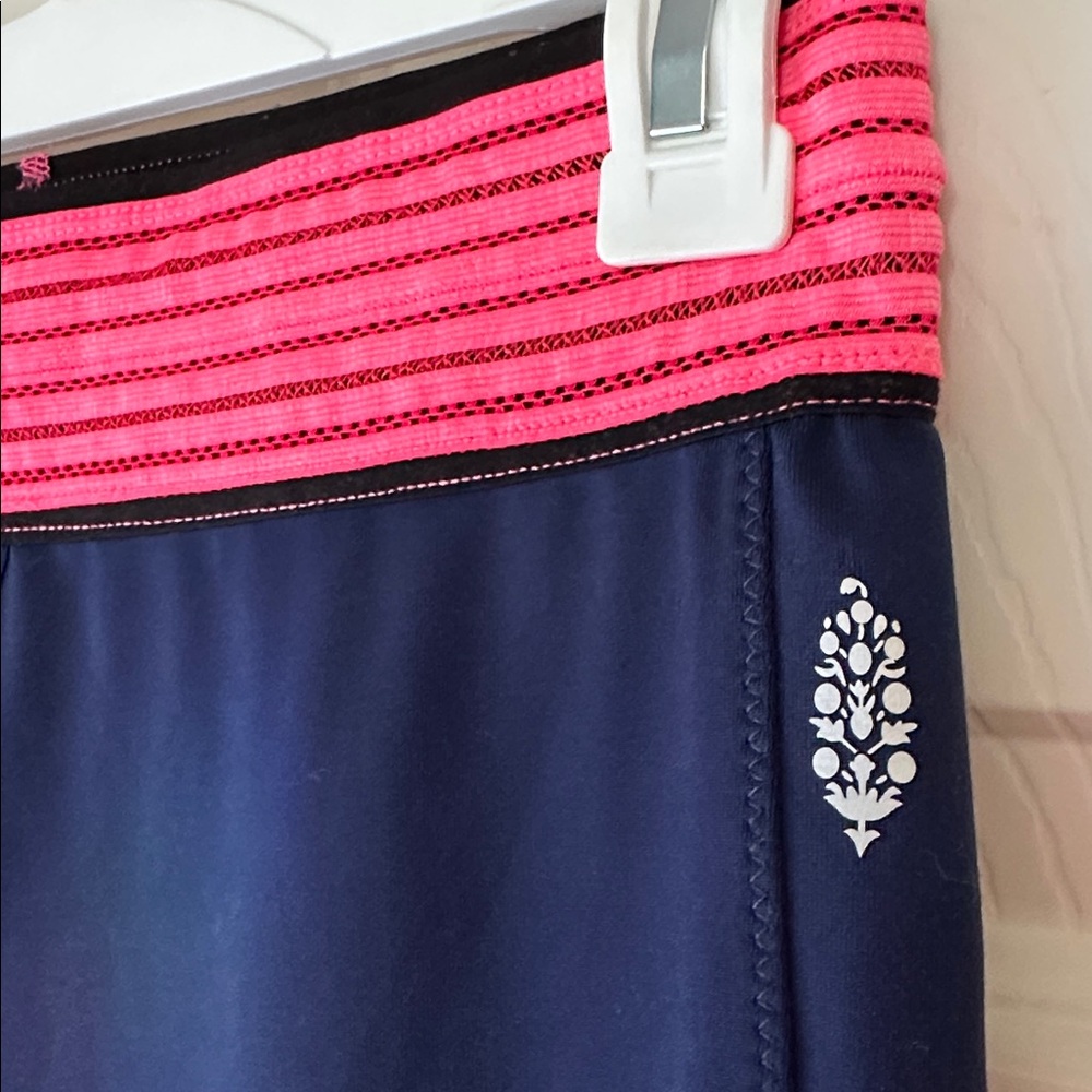 Free People Navy Leggings with Hot Pink Waistband